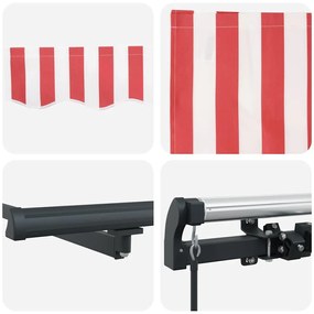 Toldo Retrátil Manual Vermelho e Branco e Antracite