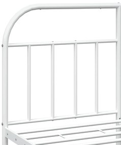 Estrutura de cama com cabeceira e pés 135x190 cm metal branco