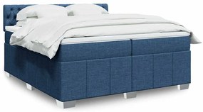Cama com molas/colchão 200x200 cm tecido azul