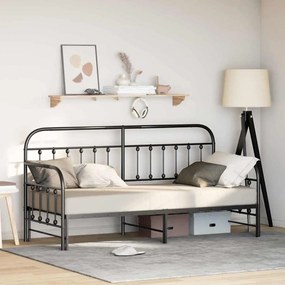 Estrutura de Daybed vidaXL com Cama Auxiliar Preta 75x190 cm em Aço