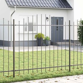 vidaXL Cerca de Jardim com Topo em Arco Cinzento - 3.4 x 1.25 m em Aço