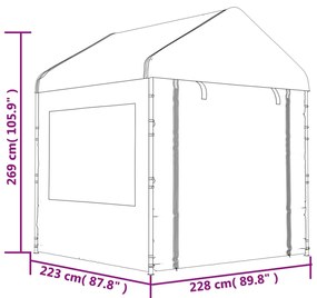 Tenda de Eventos com telhado 4,46x2,28x2,69 m polietileno branco
