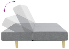 Sofá-cama de 2 lugares c/ apoio de pés tecido cinzento-claro