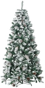 HOMCOM Árvore de Natal Artificial Altura 180 cm Árvore Nevada com 695 Ramos 57 Pinhas e Base de Aço Dobrável Ø104x180 cm Verde | Aosom Portugal