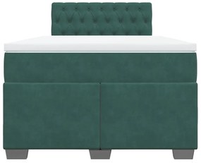 Cama boxspring com colchão 120x190 cm veludo verde-escuro
