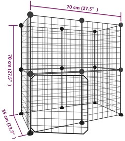 Gaiola p/ animais de 12 painéis c/porta 35x35 cm aço preto