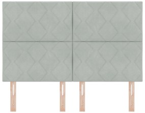 Cabeceira Design de Blocos de Diamante Cinza Claro 160 cm Veludo