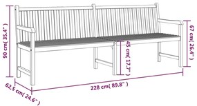 Banco de jardim 228 cm madeira de teca maciça