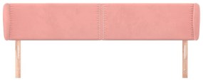 Cabeceira de cama c/ abas veludo 183x23x78/88 cm rosa