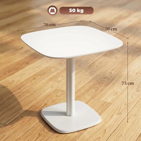 Mesa de jantar para 4 pessoas 70 x 70 cm (CADEIRAS NÃO INCLUIDAS), mesa de cozinha quadrada de estilo moderno com tampo com aspeto de madeira, branca