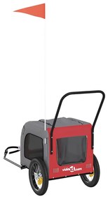Reboque para Bicicleta para Animais de Estimação Vermelho e Cinza, Tec