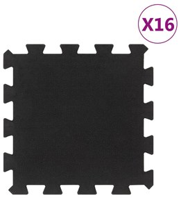 vidaXL Ladrilhos de borracha 16 pcs 16 mm 30x30 cm preto