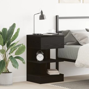 Criado-mudo vidaXL Preto Carvalho 40x35x65 cm Madeira engenharia