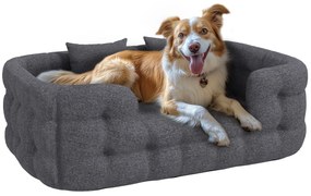 PawHut Cama para Cães Grandes Cama para Animais de Estimação com 2 Almofadas Cama para Cães com Base Antiderrapante 110x70x35 cm Cinza | Aosom Portugal