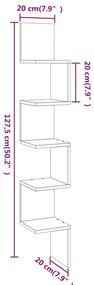 Estante canto 20x20x127,5 cm derivados madeira cinzento sonoma