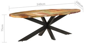 Mesa de jantar 240x100x75 cm madeira recuperada maciça