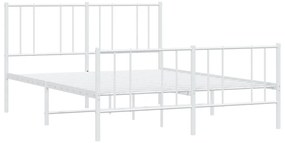 Estrutura de cama com cabeceira e pés 140x190 cm metal branco