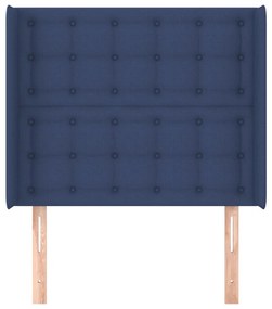Cabeceira de cama c/ abas tecido 103x16x118/128 cm azul