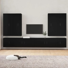 vidaXL Conjunto móveis de TV 8 pcs madeira processada preto