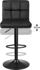 Conjunto 2 Bancos de bar 38 x 44,5 x (95-115) cm em veludo pretos