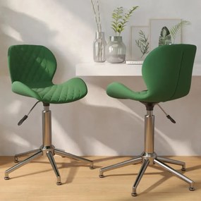 Cadeiras de jantar giratórias 2 pcs veludo verde-escuro