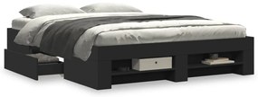 Estrutura de cama 150x200 cm derivados de madeira preto