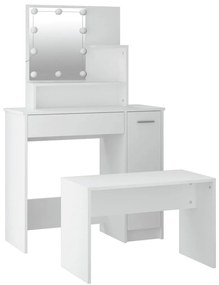 Conjunto toucador c/ LEDs madeira processada branco