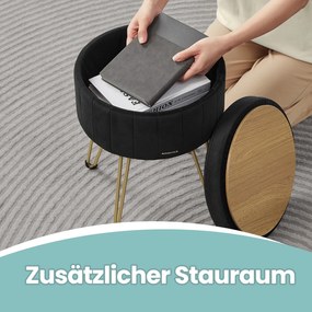 Banco com espaço de arrumação, 32 cm de diâmetro preto