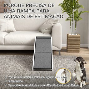 Rampa para Cães de Madeira com Tapete Antiderrapante para Cães Pequenos Médios e Grandes 152x40x50 cm Branco e Cinzento