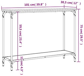 Mesa consola 101x30,5x75 cm derivados madeira carvalho castanho