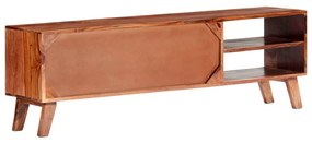 Móvel de TV 140x30x45 cm madeira maciça cinzento