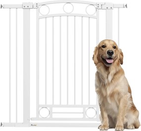 Barreira de Segurança para Cães com Largura Ajustável 76-104 cm  2 Extensões para Escadas e Portas 76-104x104 cm Branco