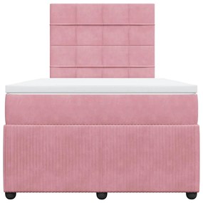 Cama boxspring com colchão 120x200 cm veludo rosa