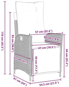 Conjunto de Jantar de Jardim de 5 Peças em Rattan Sintético Cinza
