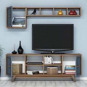 Conjunto de Mobiliário de Sala Ayla – Nogueira Azul – TV: 160x56,2x35