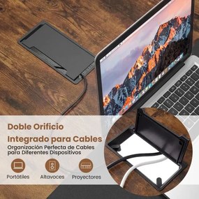 Mesa de reuniões grande 180 x 100 x 76,5 cm para 6-8 pessoas com 2 passadores de cabos e design industrial para escritório e sala de reuniões Castanho
