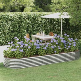 vidaXL Canteiro elevado jardim 322x100x36 aço galvanizado prateado