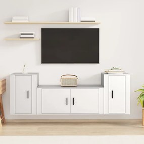 vidaXL Conjunto móveis de TV 3 pcs madeira processada branco