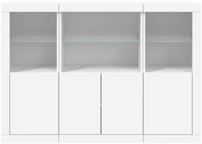 Aparadores c/ luzes LED 3 pcs derivados de madeira branco