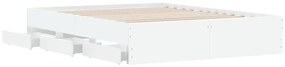 Estrutura de cama c/ gavetas 140x200cm derivados madeira branco