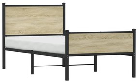 Estrutura de cama sem colchão 90x190 cm metal carvalho sonoma