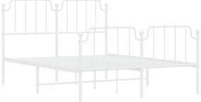Estrutura de cama com cabeceira e pés 140x200 cm metal branco
