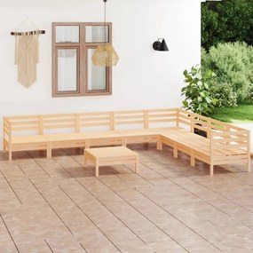 vidaXL 9 pcs conjunto lounge de jardim pinho maciço