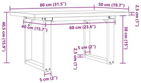Mesa de centro estrutura em O 80x50x40,5 cm pinho/aço