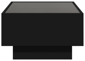 Mesa de centro c/ LEDs 70x50x30 cm derivados de madeira preto