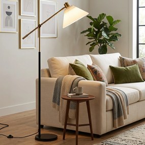 Candeeiro de Pé, Altura 157cm e Ângulo Ajustáveis, Dourado