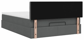 Cama otomana com colchão 140x190 cm tecido cinzento escuro