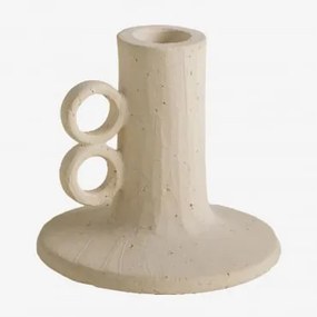 Castiçal Em Cerâmica Marit Beige Creme - Sklum
