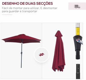 Chapéu de Sol de Jardim Ø270x235cm Chapéu de Sol de Alumínio Reclináve