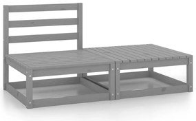 2 pcs conjunto lounge de jardim pinho maciço cinzento